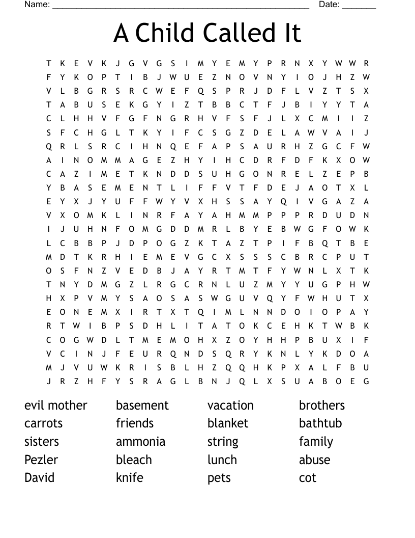 A Child Called It Word Search
