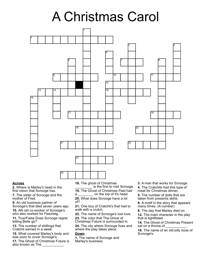 A Christmas Carol Crossword