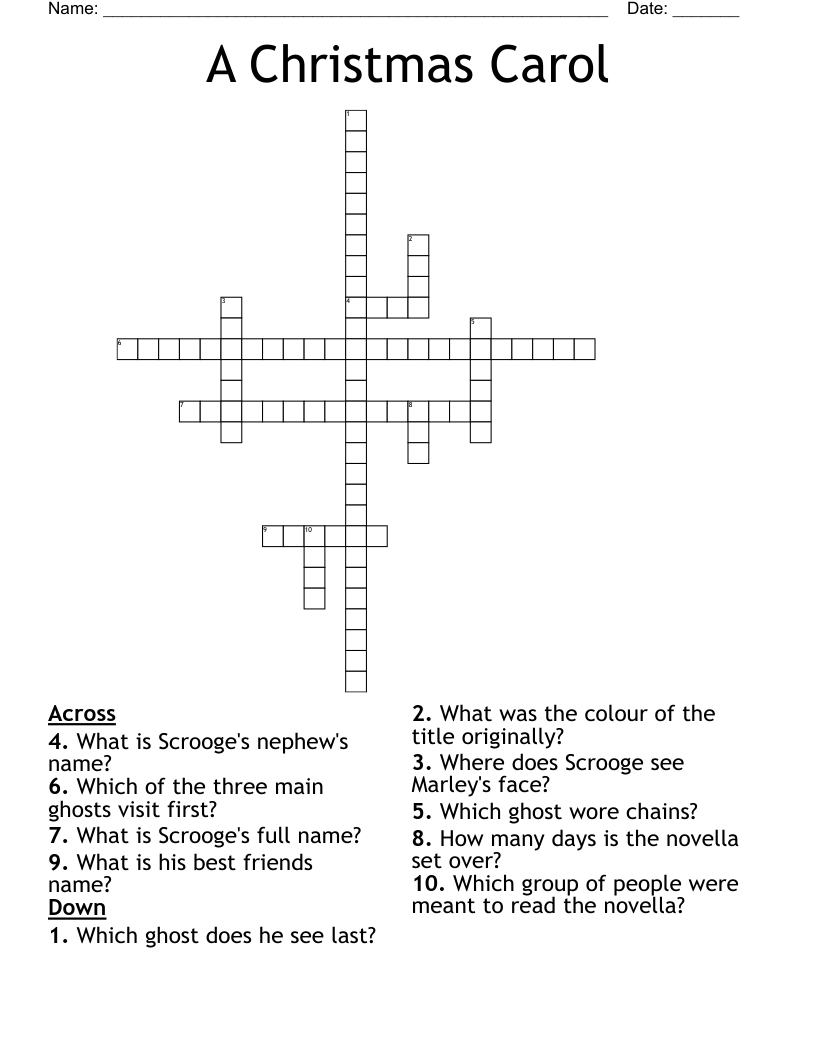 A Christmas Carol Crossword