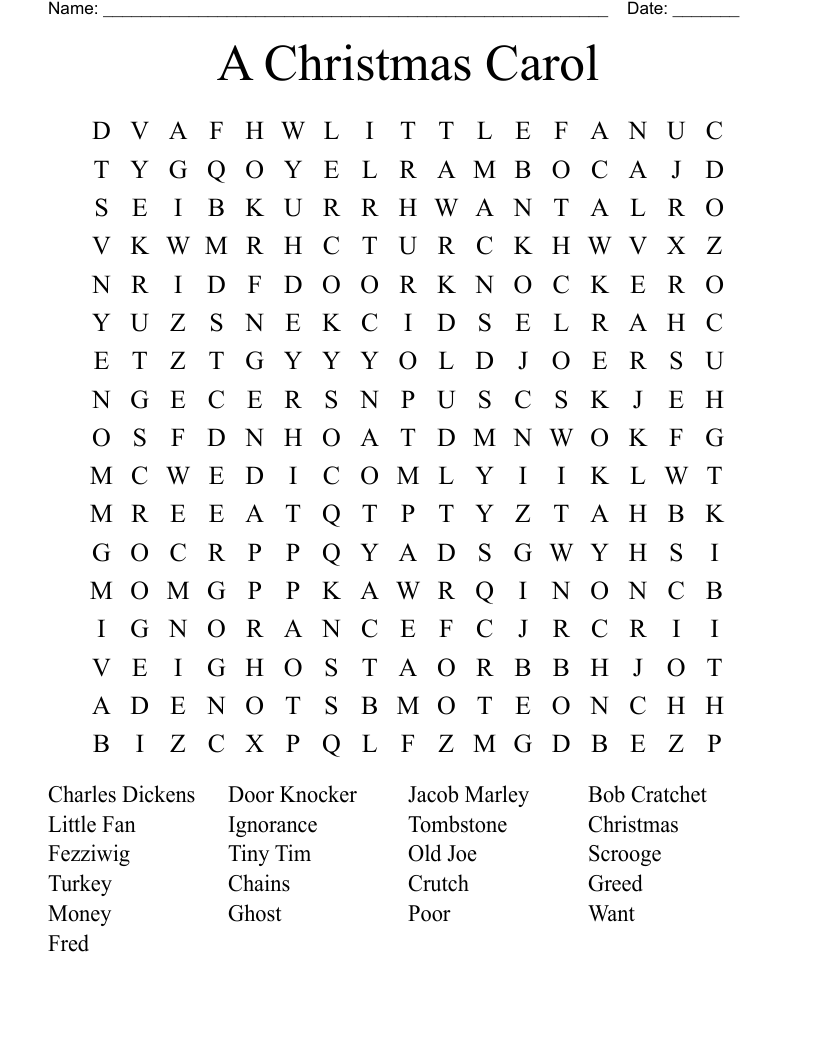 A Christmas Carol Word Search