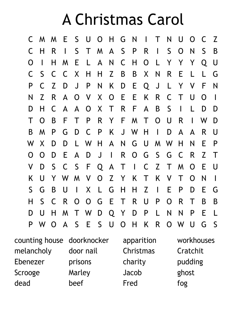A Christmas Carol Word Search