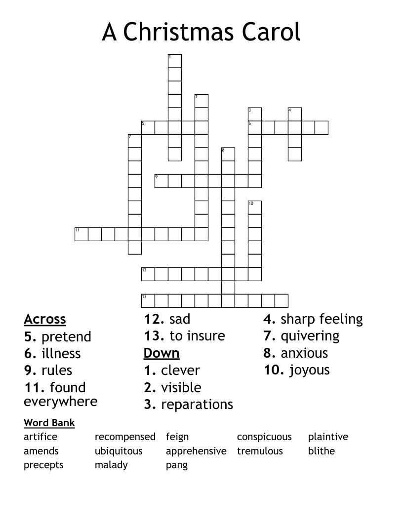 A Christmas Carol Crossword