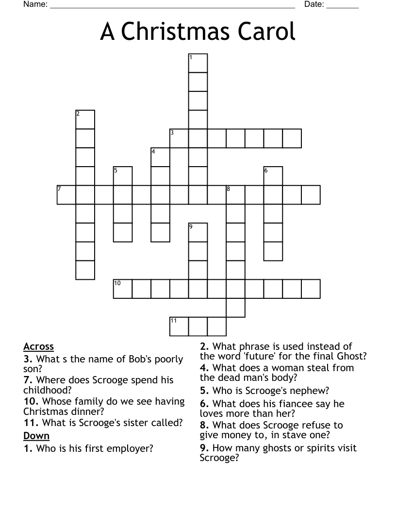 A Christmas Carol Crossword