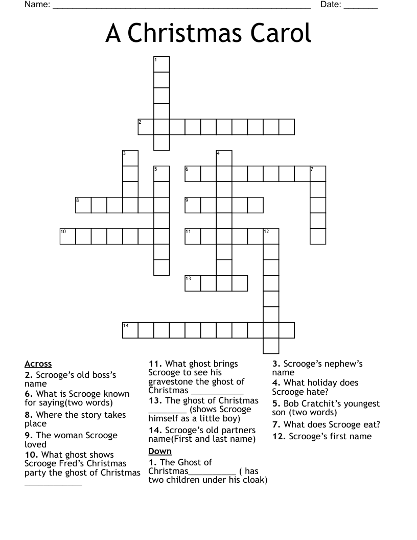 A Christmas Carol Crossword