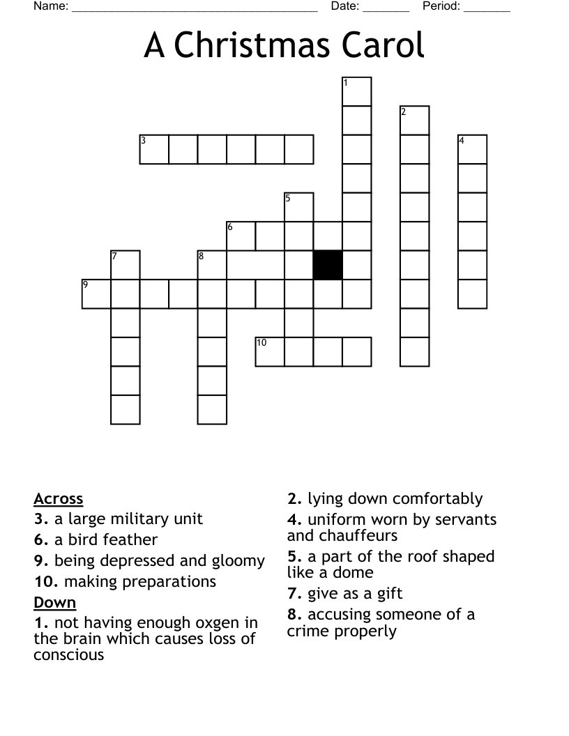 A Christmas Carol Crossword