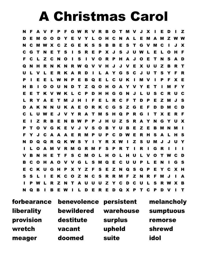 A Christmas Carol Word Search