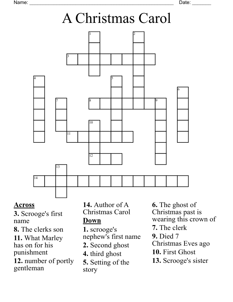 A Christmas Carol Crossword