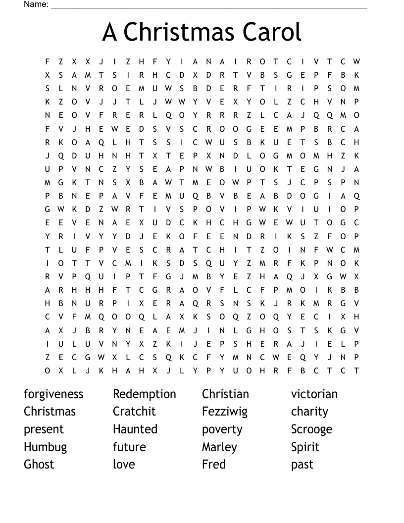 A Christmas Carol Word Search