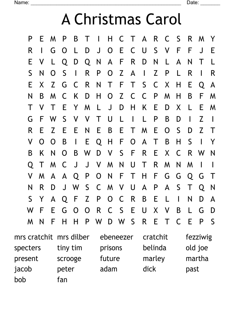 A Christmas Carol Word Search