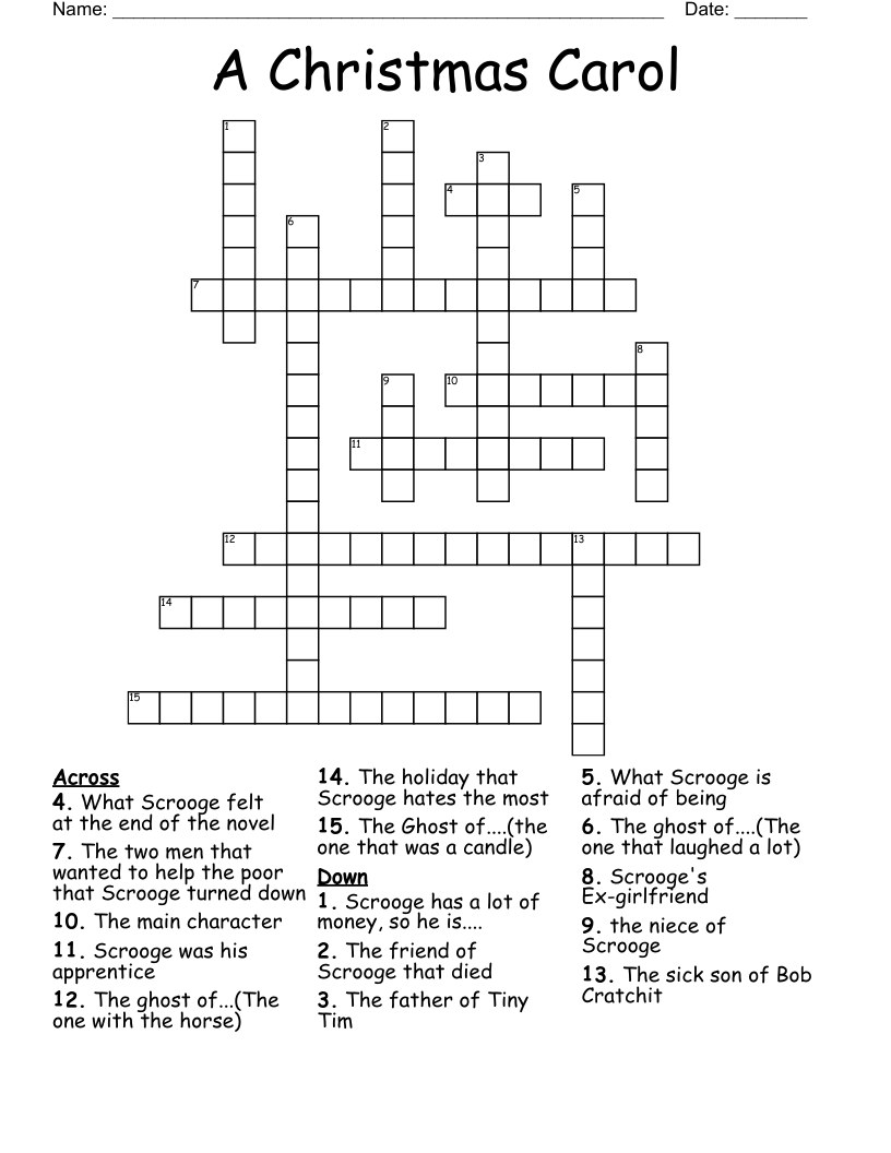 A Christmas Carol Crossword