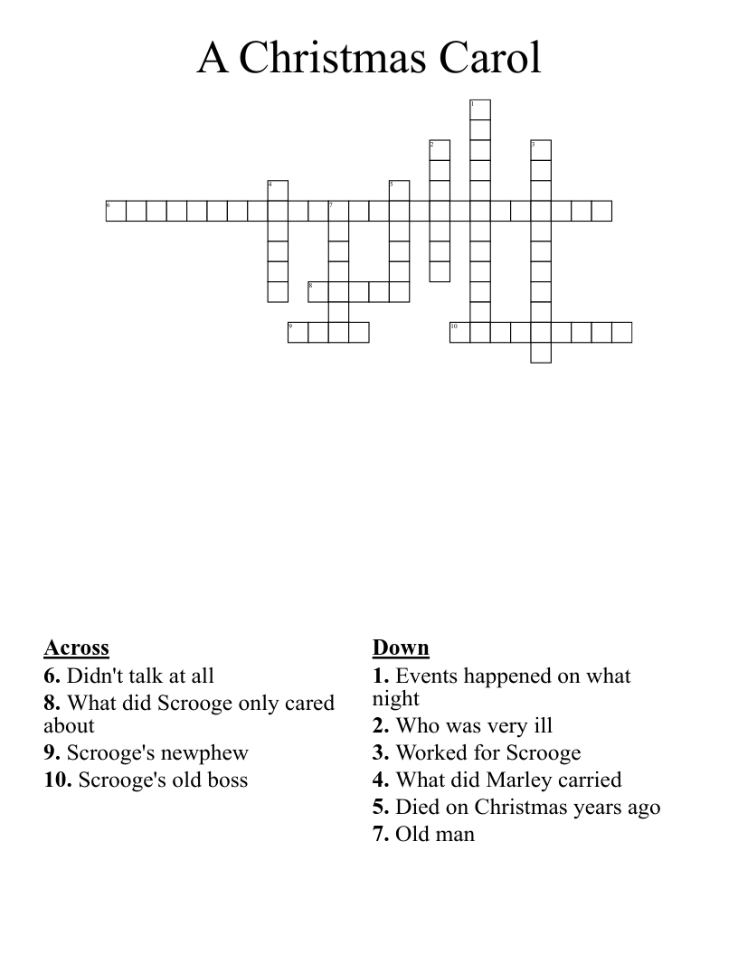 A Christmas Carol Crossword