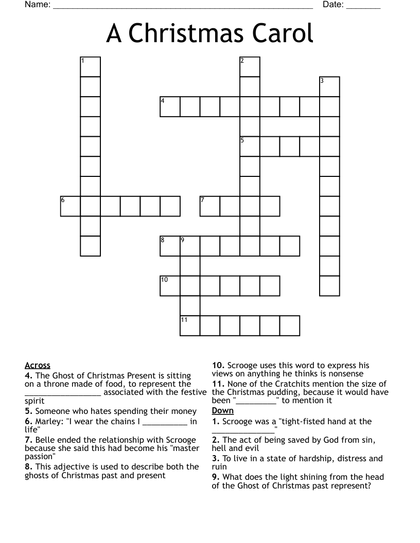 A Christmas Carol Crossword