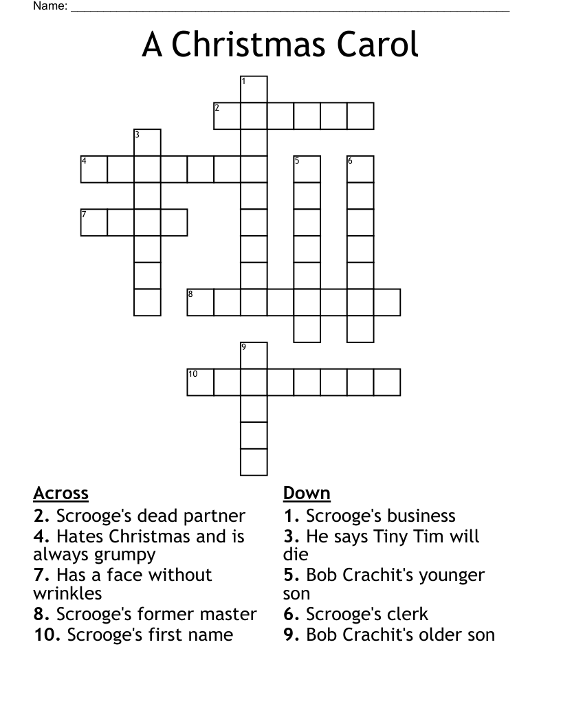 A Christmas Carol Crossword