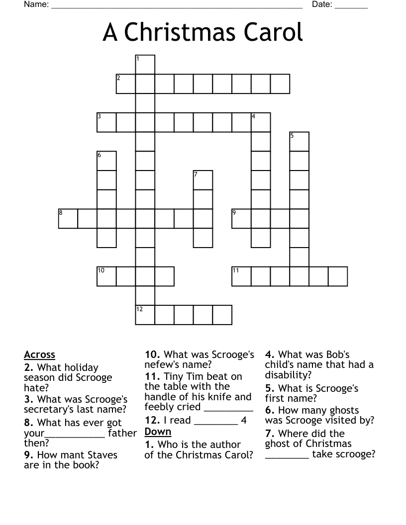 A Christmas Carol Crossword