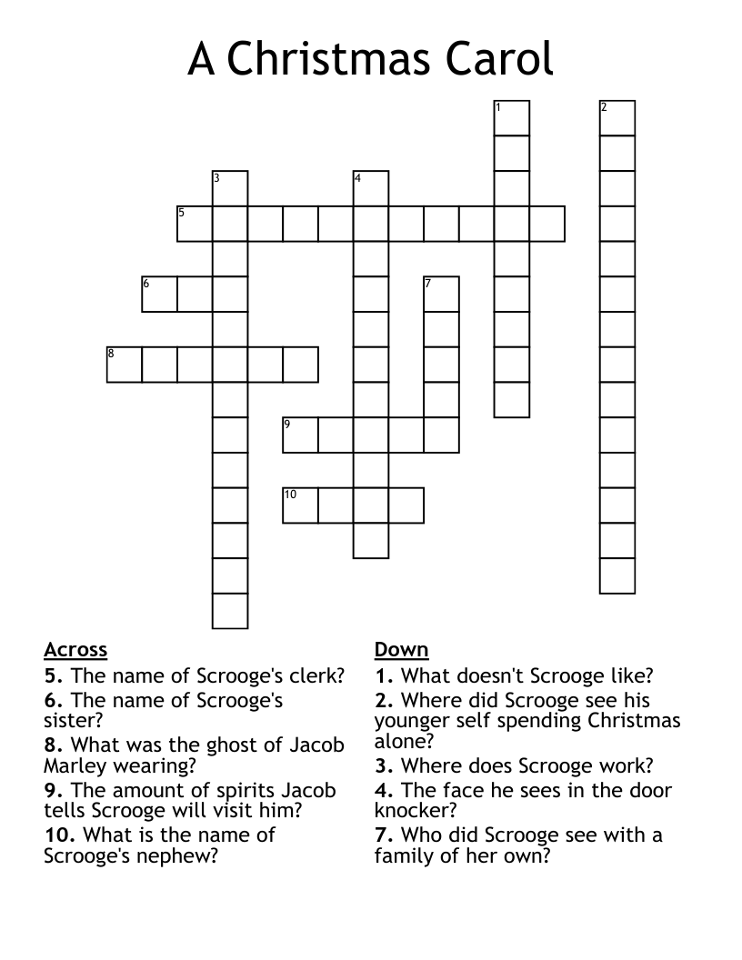 A Christmas Carol Crossword
