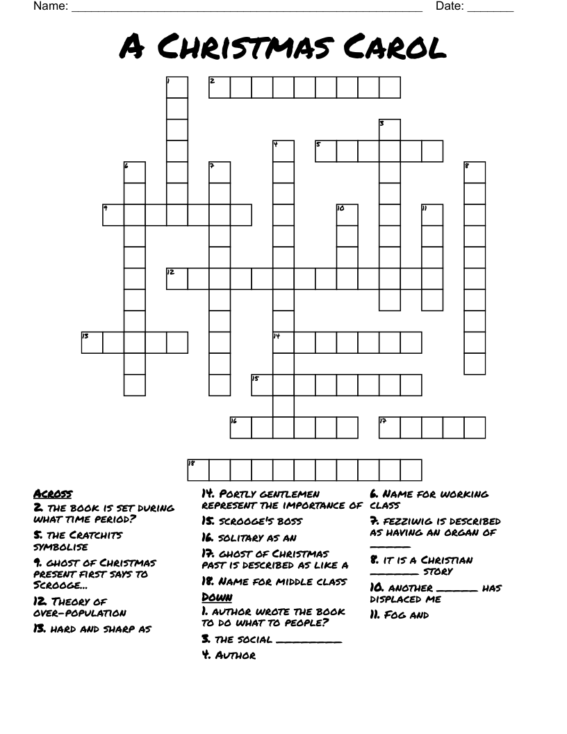 A Christmas Carol Crossword