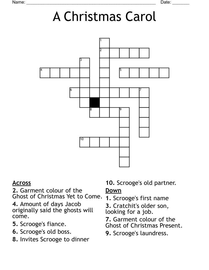 A Christmas Carol Crossword