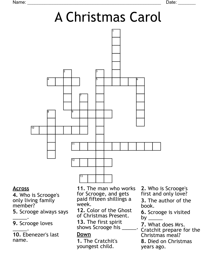 A Christmas Carol Crossword