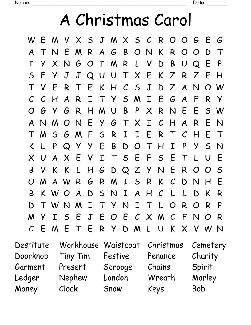 A Christmas Carol Word Search