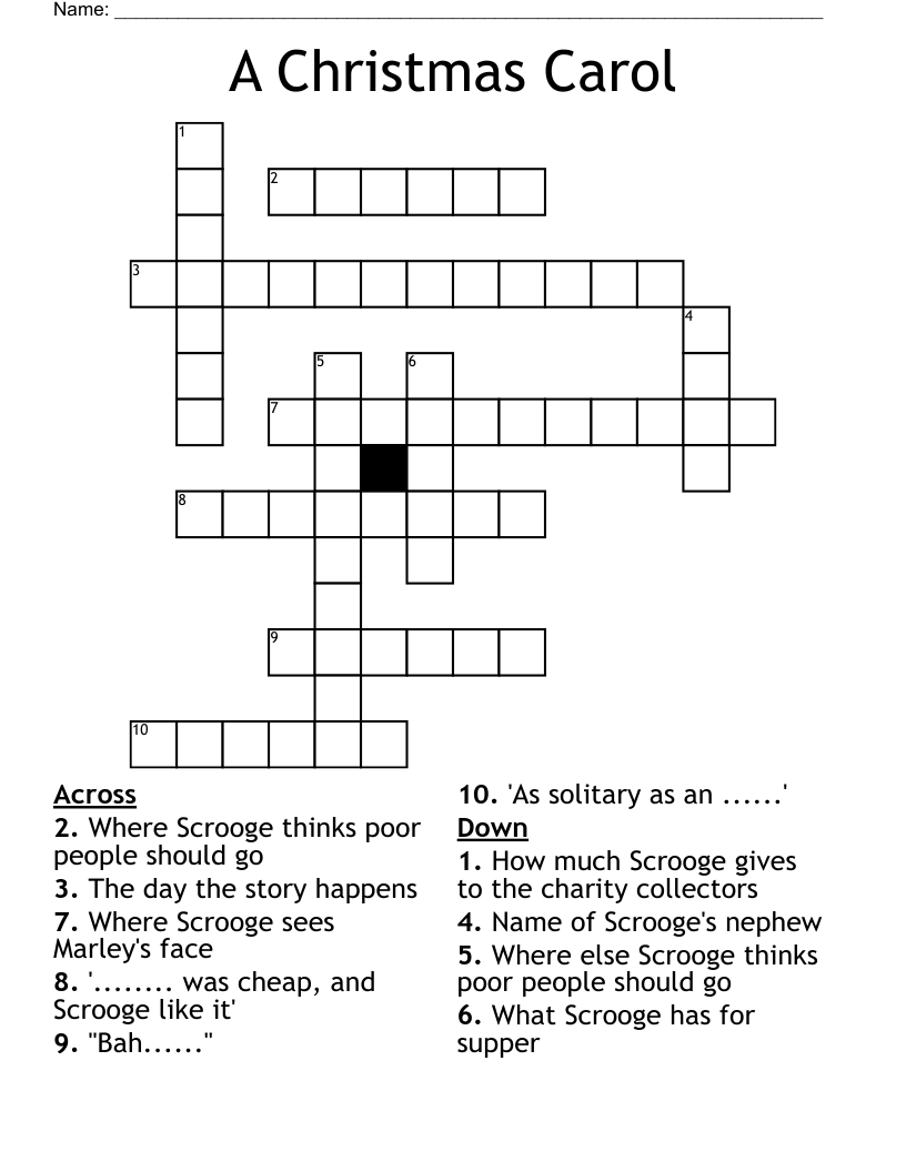 A Christmas Carol Crossword