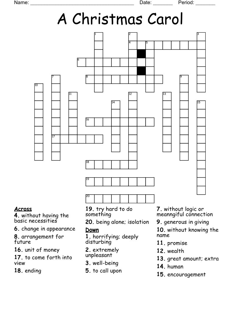 A Christmas Carol Crossword
