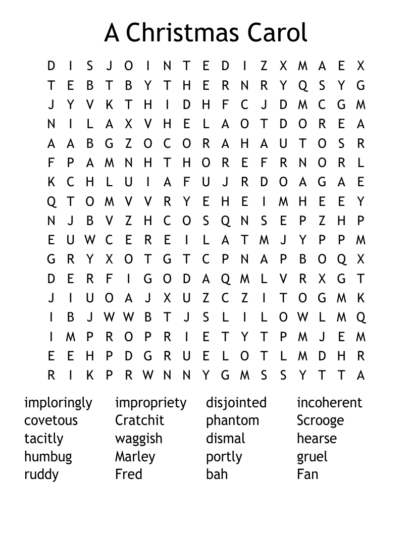 A Christmas Carol Word Search
