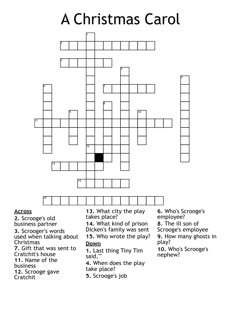 A Christmas Carol Crossword