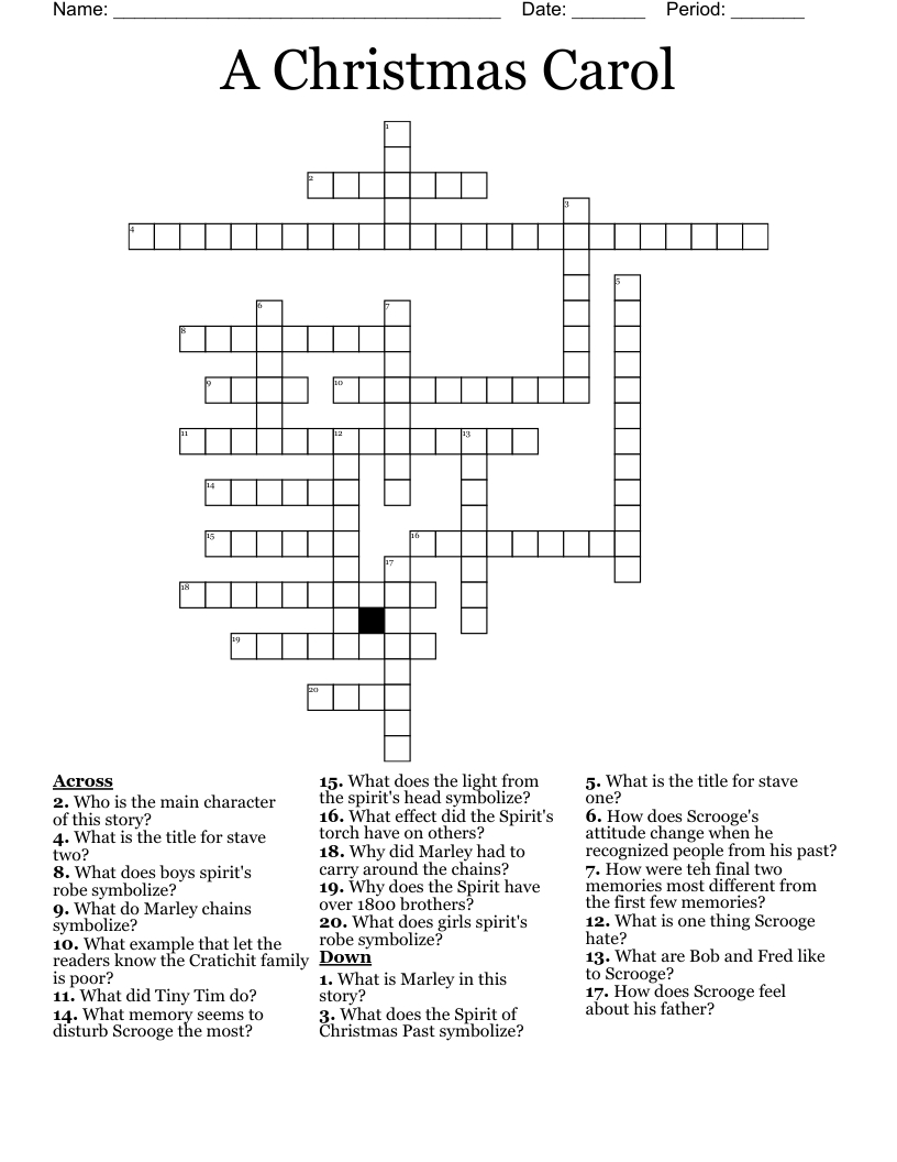 A Christmas Carol Crossword
