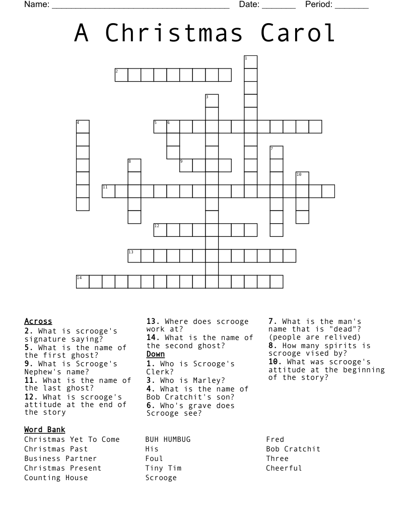 A Christmas Carol Crossword