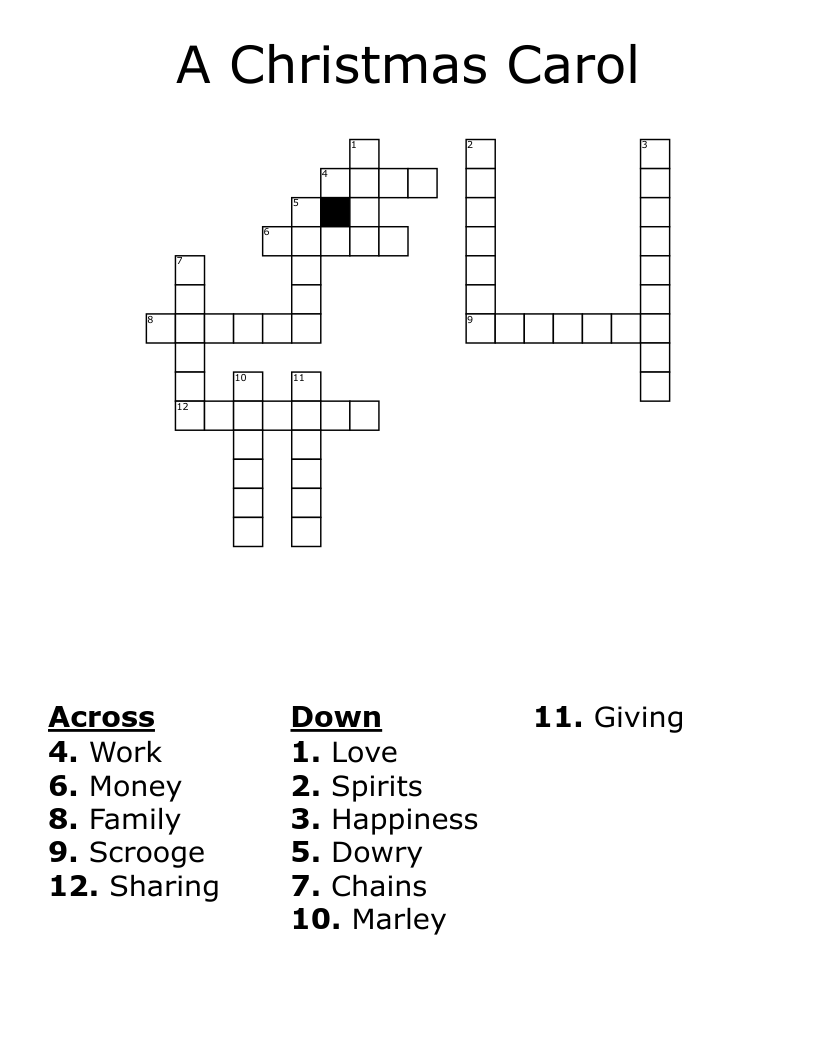 A Christmas Carol Crossword