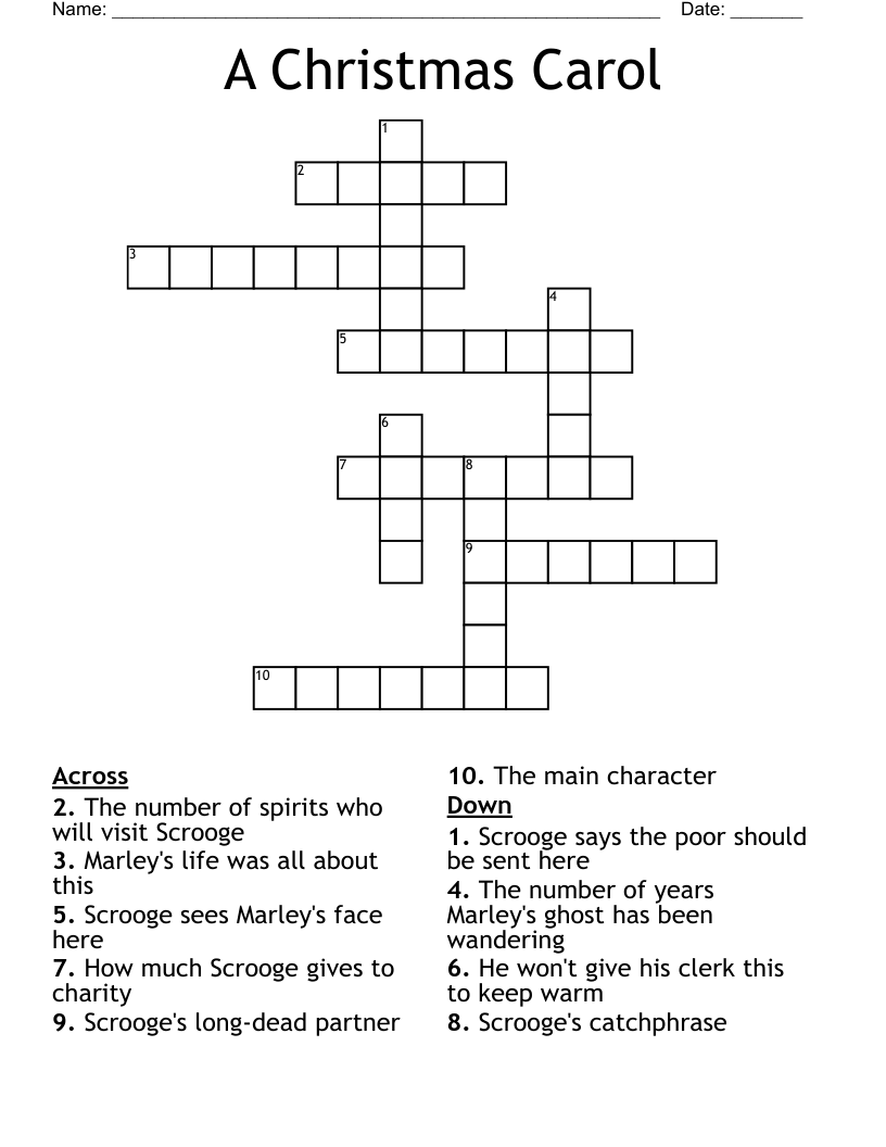 A Christmas Carol Crossword