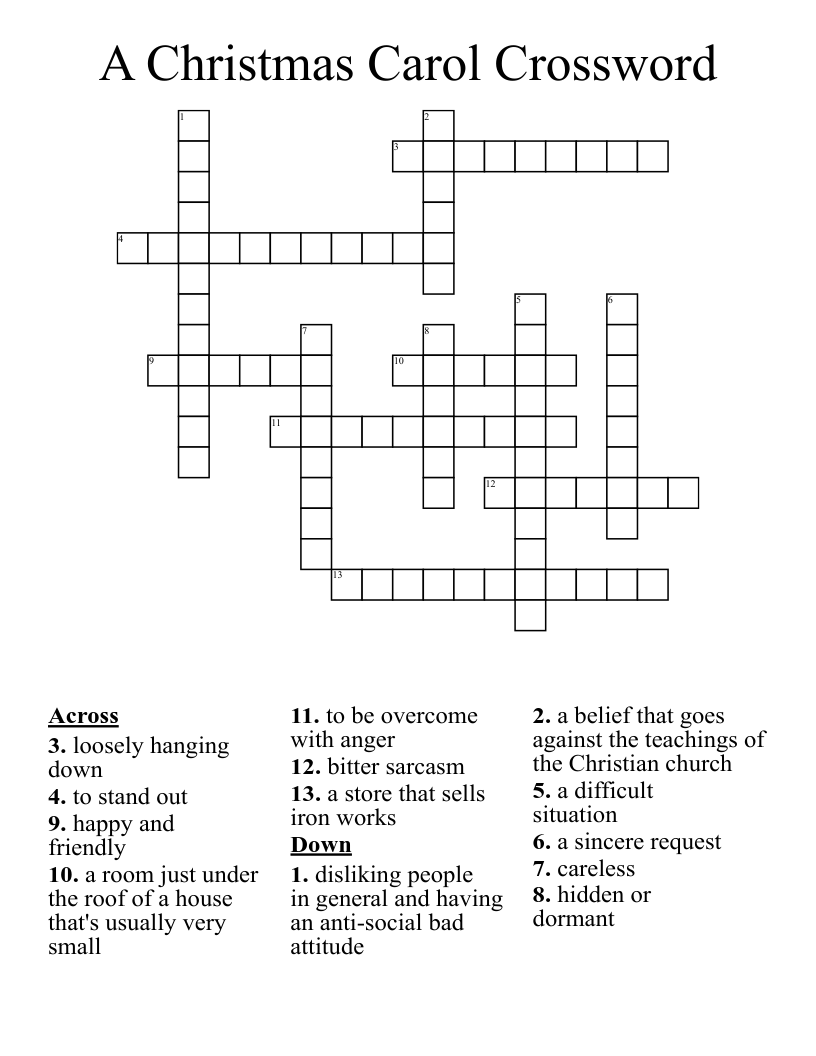A Christmas Carol Crossword