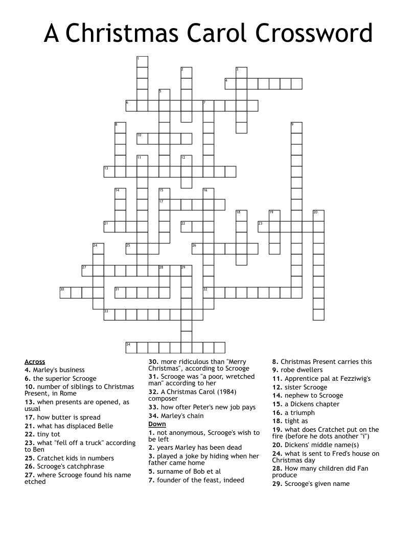 A Christmas Carol Crossword