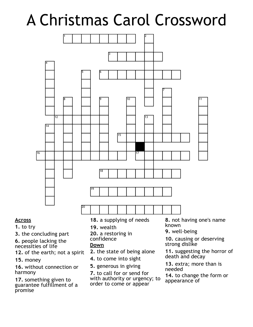 A Christmas Carol Crossword