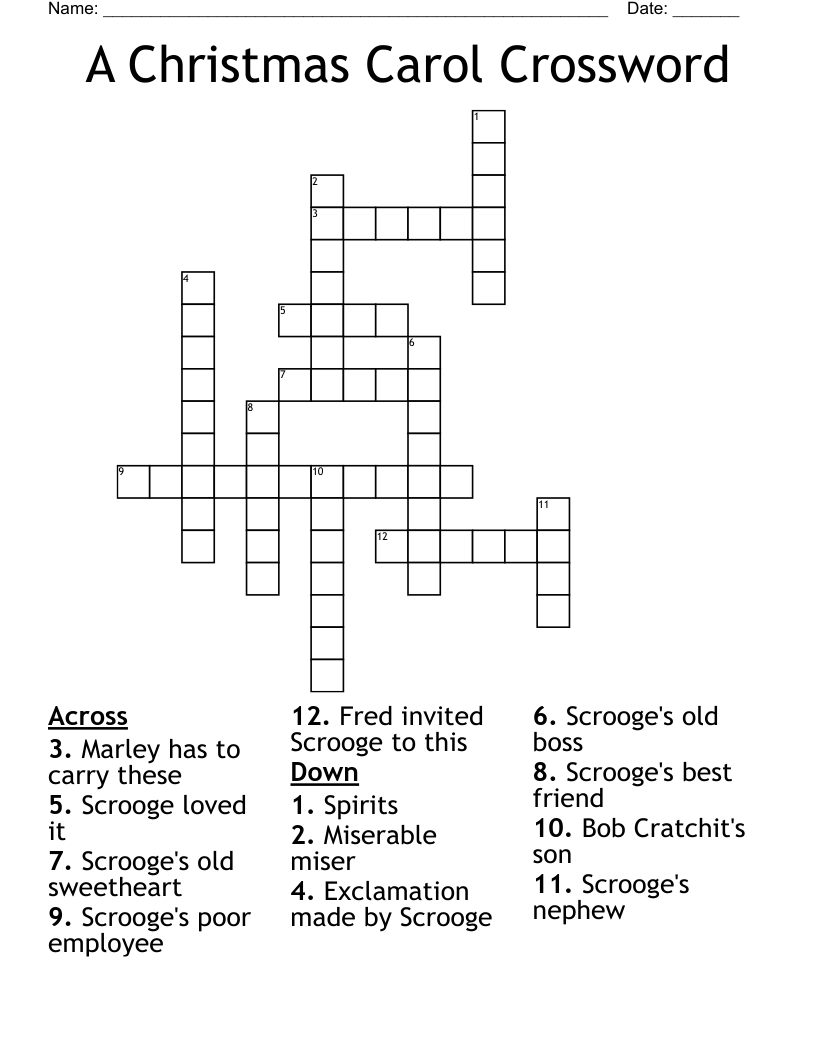 A Christmas Carol Crossword