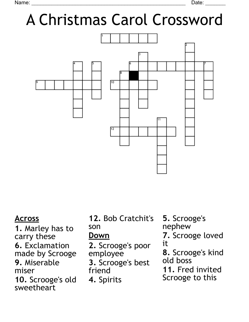 A Christmas Carol Crossword