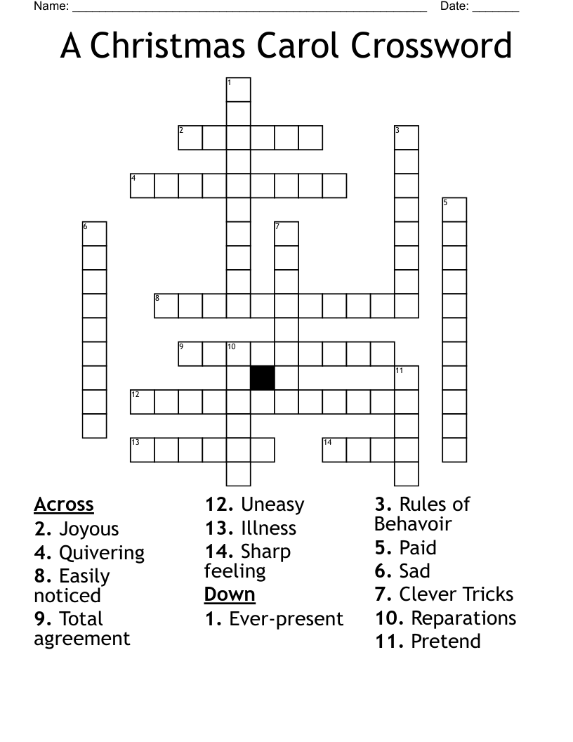A Christmas Carol Crossword