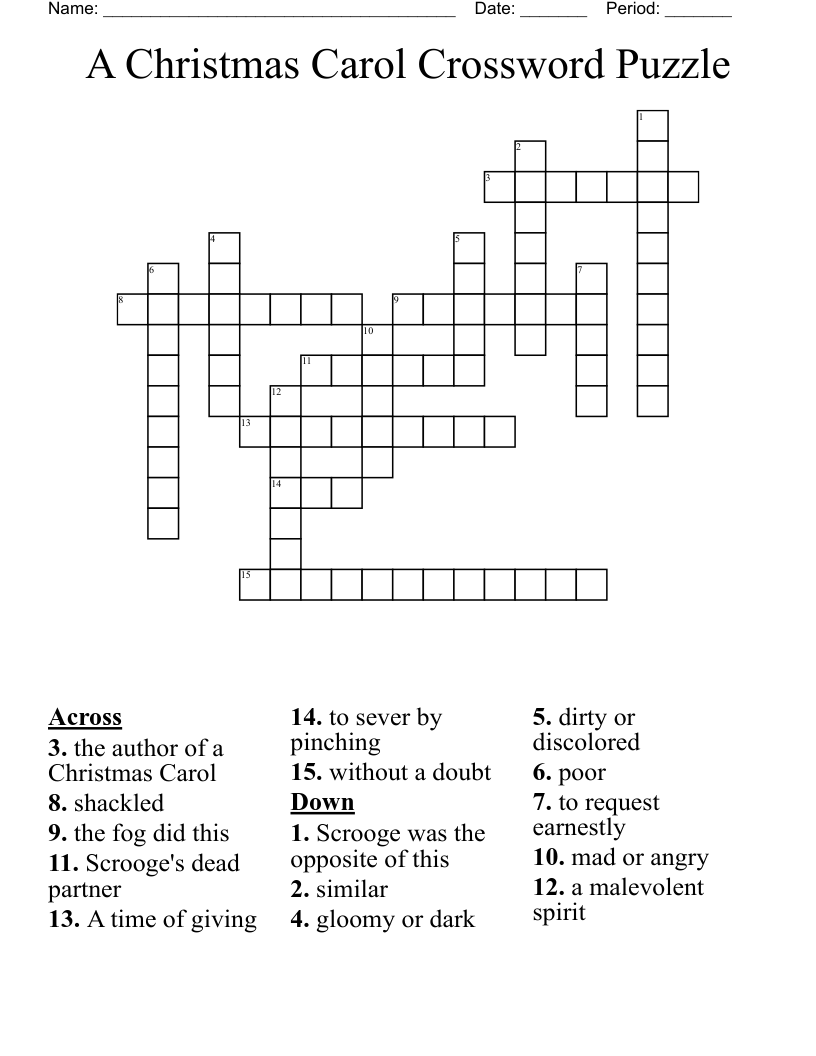 A Christmas Carol Crossword Puzzle