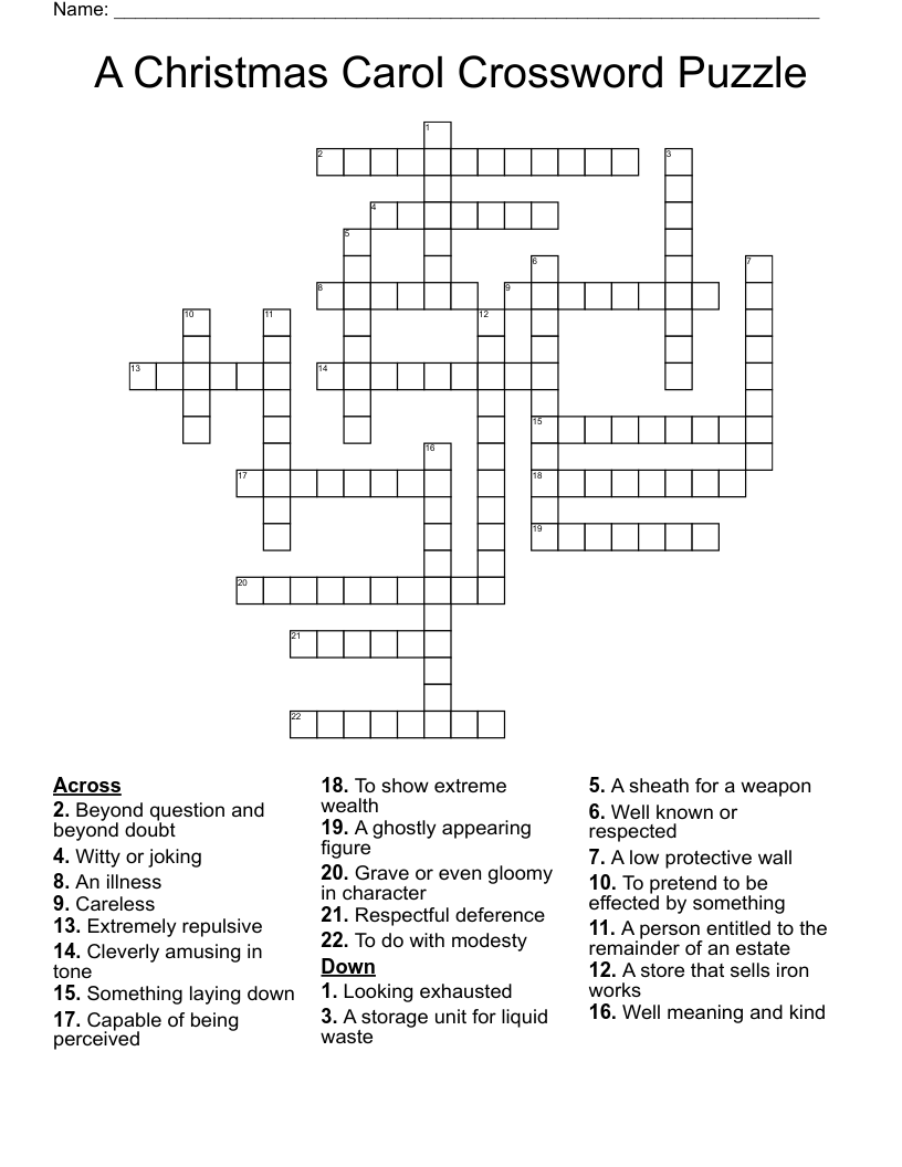 A Christmas Carol Crossword Puzzle