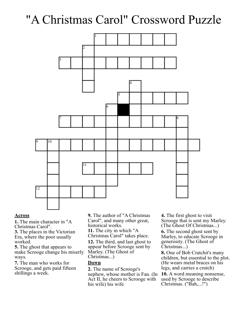 "A Christmas Carol" Crossword Puzzle