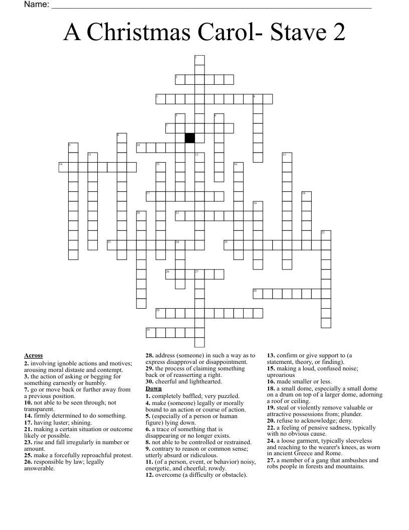 A Christmas Carol- Stave 2 Crossword