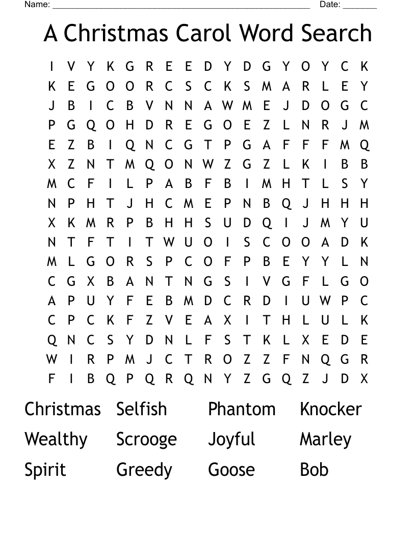 A Christmas Carol Word Search