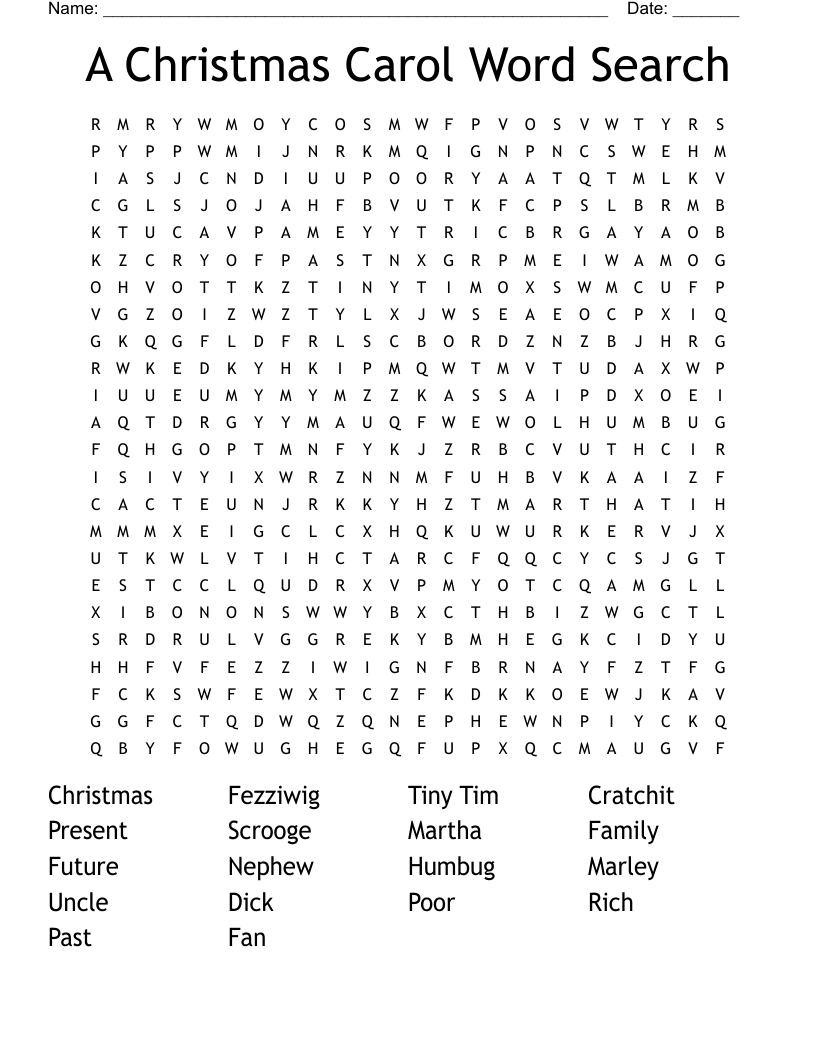 A Christmas Carol Word Search