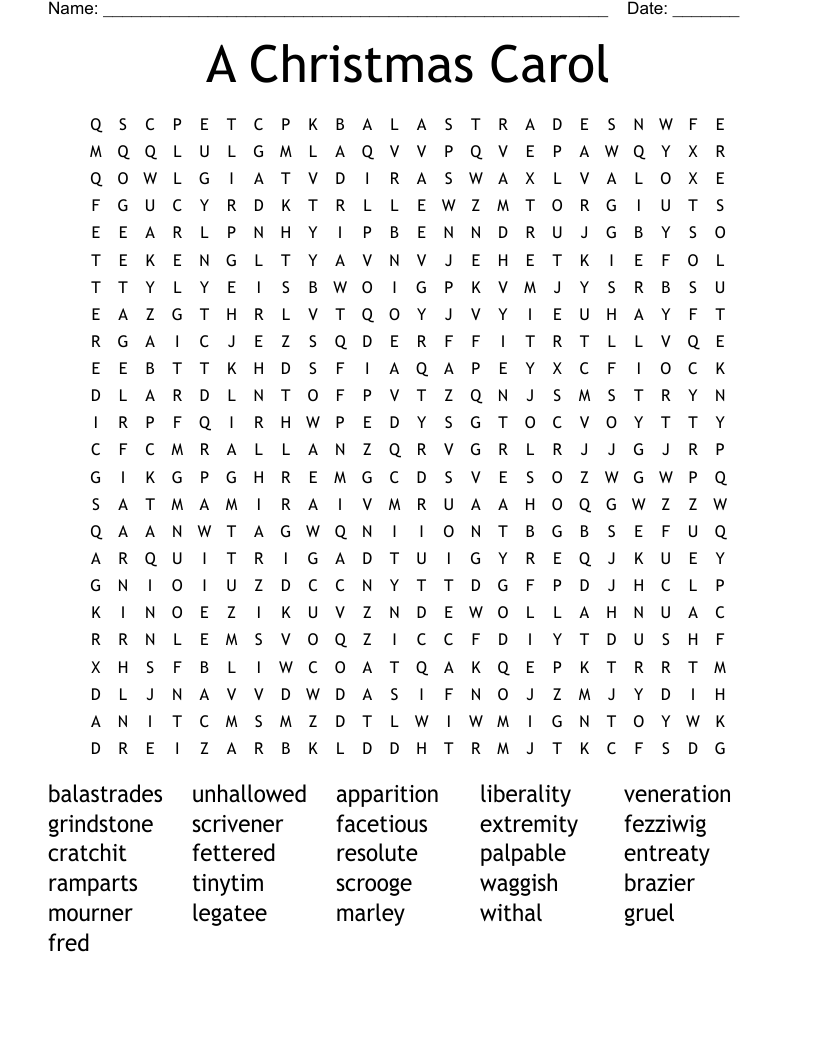 A Christmas Carol  Word Search