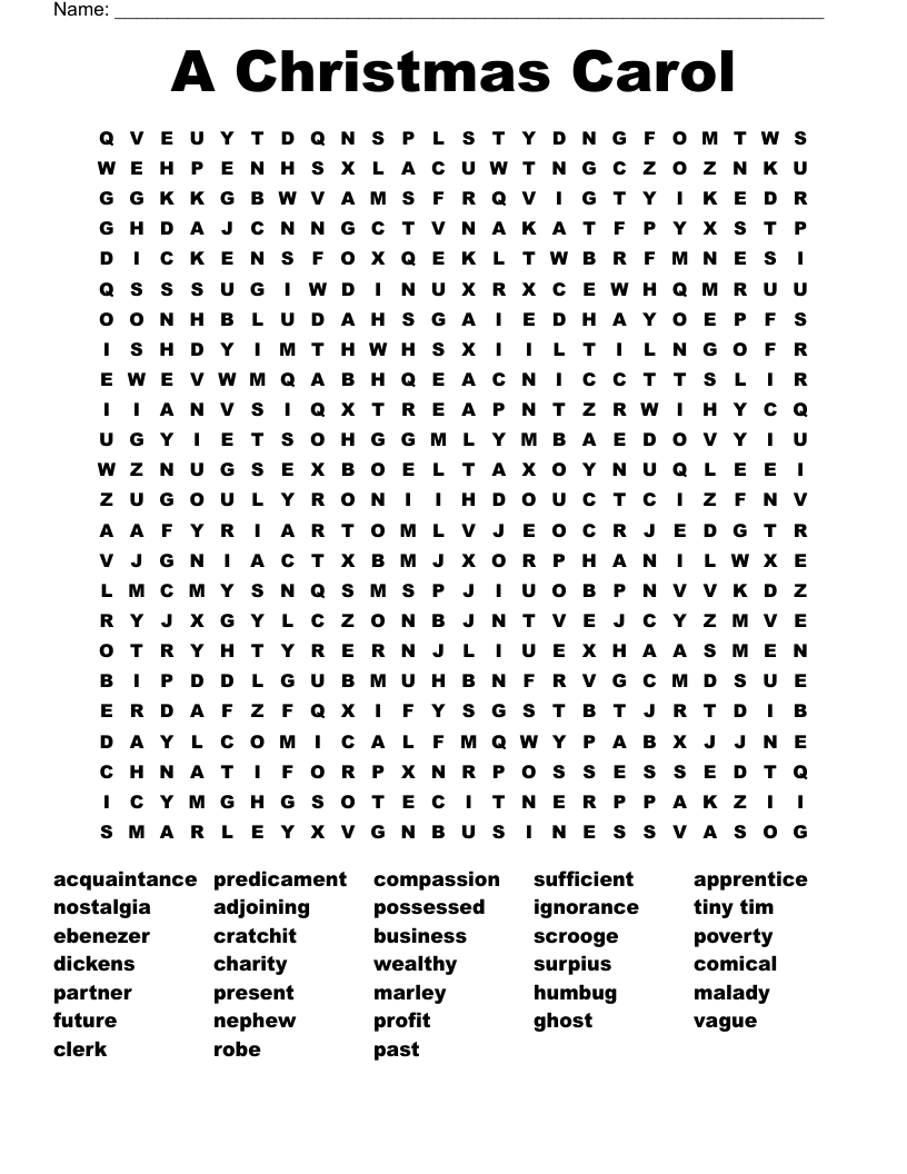 A Christmas Carol  Word Search