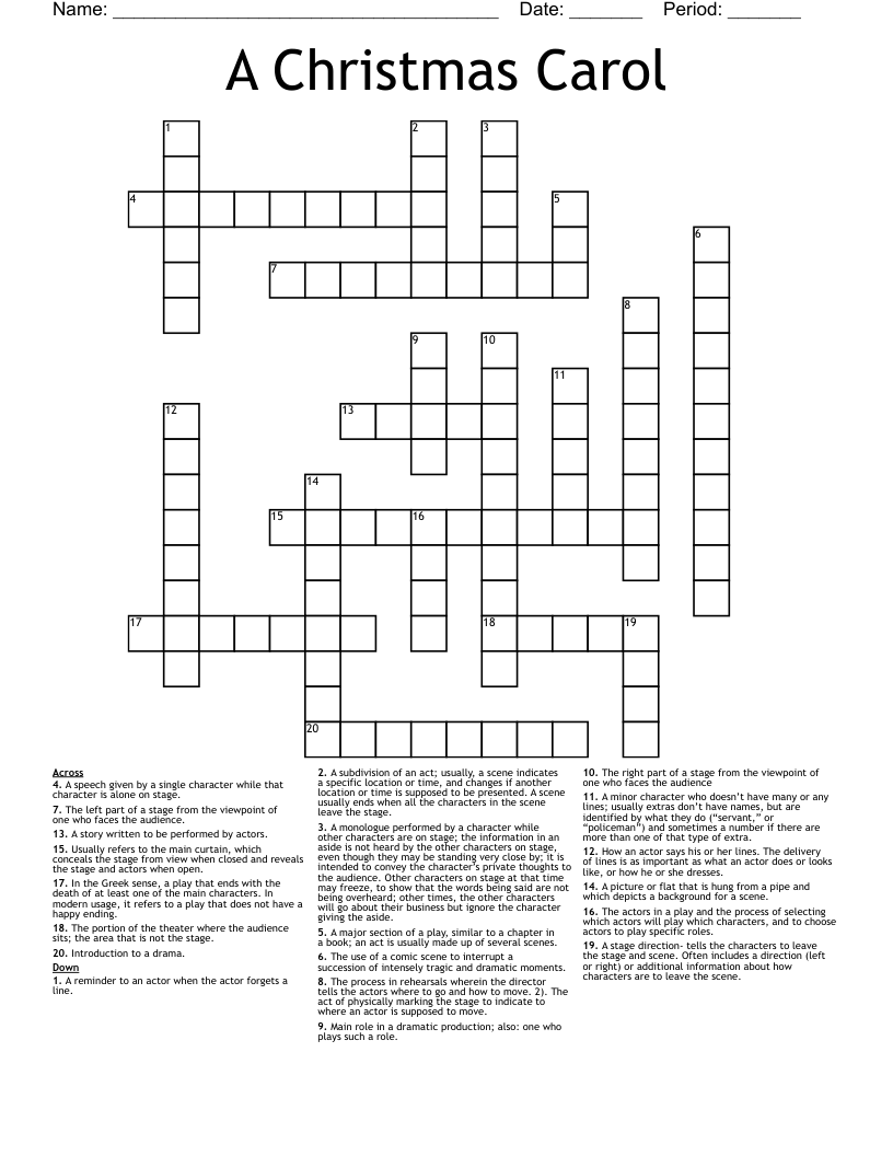 A Christmas Carol  Crossword