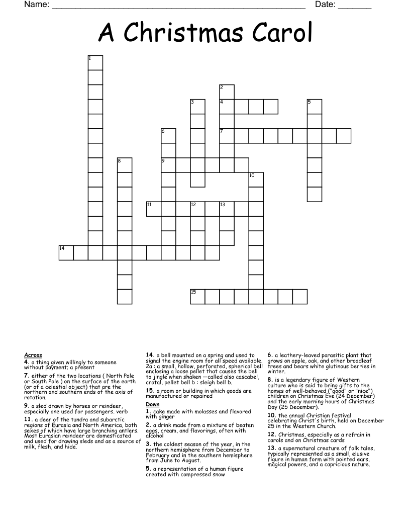 A Christmas Carol  Crossword