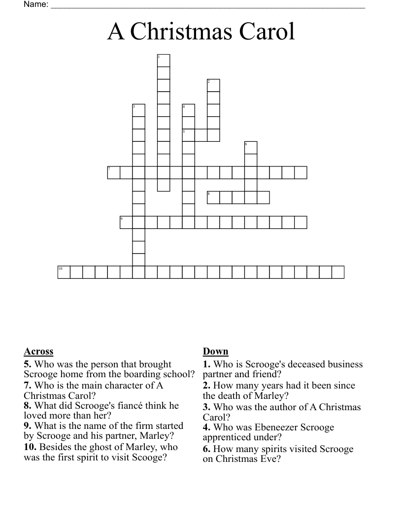 A Christmas Carol  Crossword