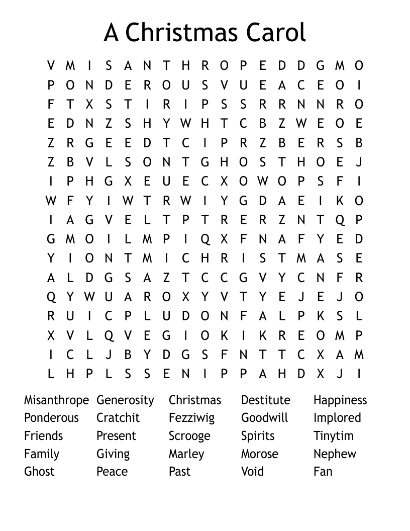 A Christmas Carol  Word Search