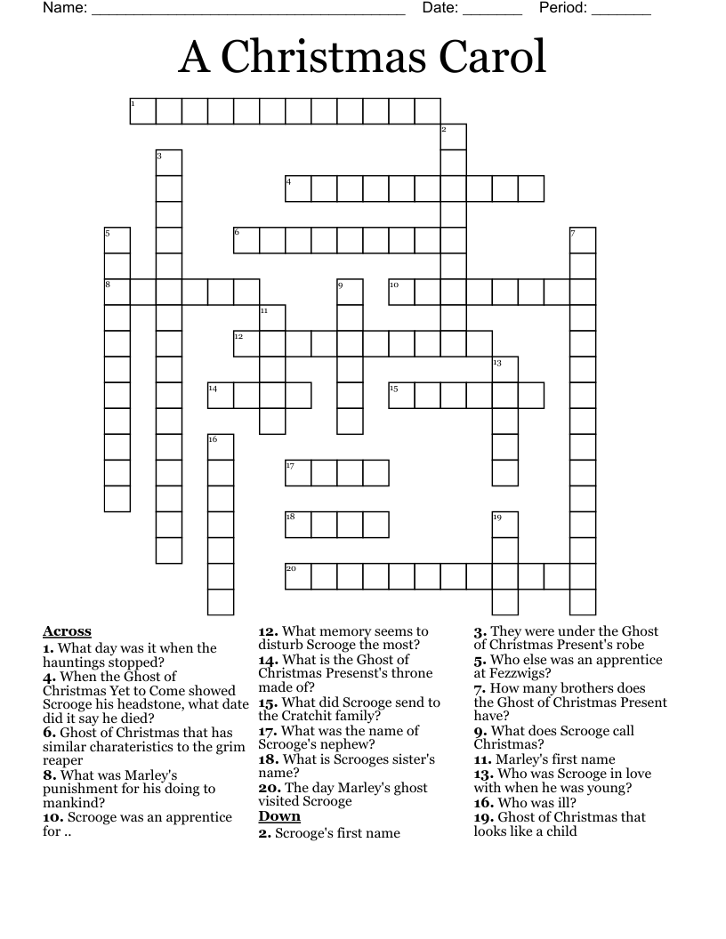 A Christmas Carol  Crossword